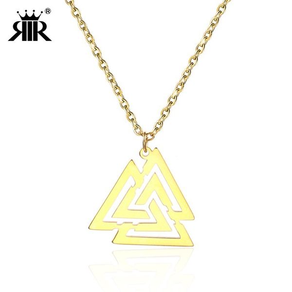 

rir valknut necklace viking symbol stainless steel jewelry triangles pendant emblem amulet talisman charm norse sign, Silver