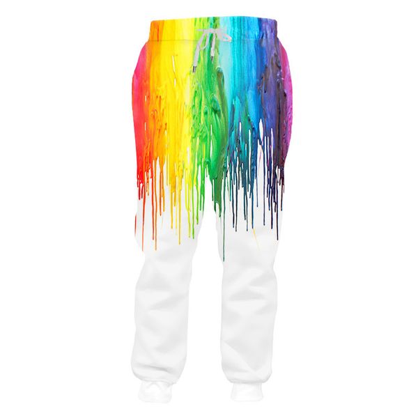 

baggy pants men women colorful paint 3d print joggers trousers outdoor street casual hip hop punk rock fitness sweatpants, Black