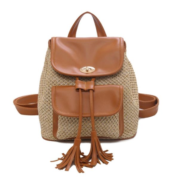 

leather woven travel backpacks women tassel small flap school bags knapsack schoolbags women fashion small travel bags