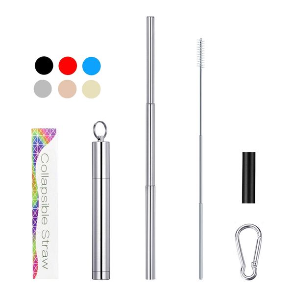 

portable stainless steel telescopic drinking straw travel straw reusable straw with stainless steel cocktail metal straws