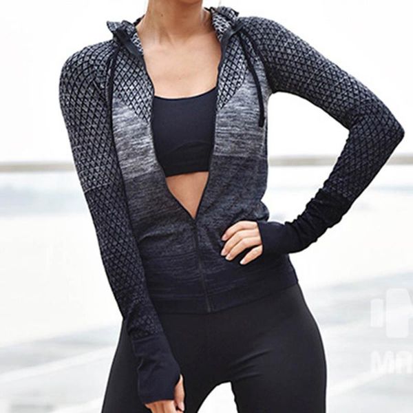 

zipper long sleeve yoga shirt seamless sports outerwear girl sport jerseys women fitness coats running sports jacket, White;red
