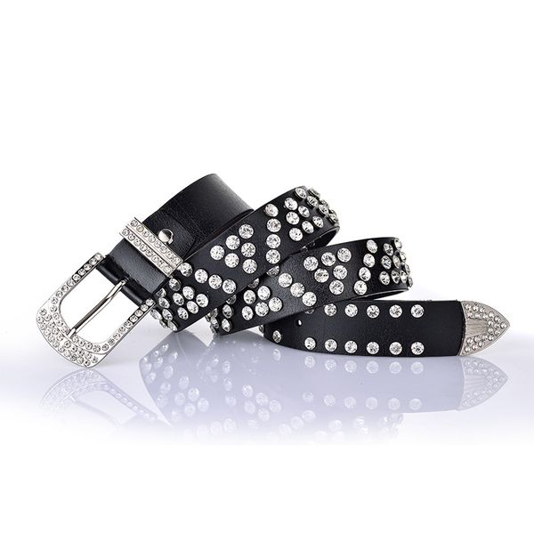 

maxi оптовая dhl высокого качества новая мода роскошь инкрустированные блестящий кристалл горный хрусталь кожа полоса дамы джинсы пояса дамы, Black;brown