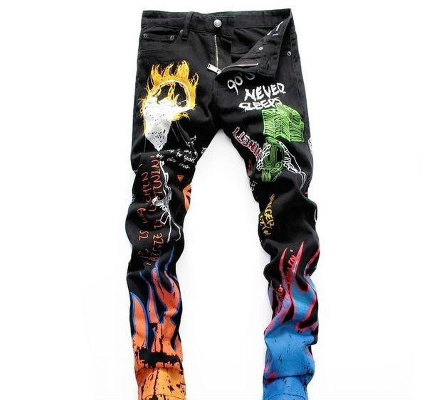 

роскошные дизайнерские мужские печатные буквы шаблонов джинсы мужские плотно dsn15 и сломанной отверстие беленой промытые винтажные джинсы д, Blue