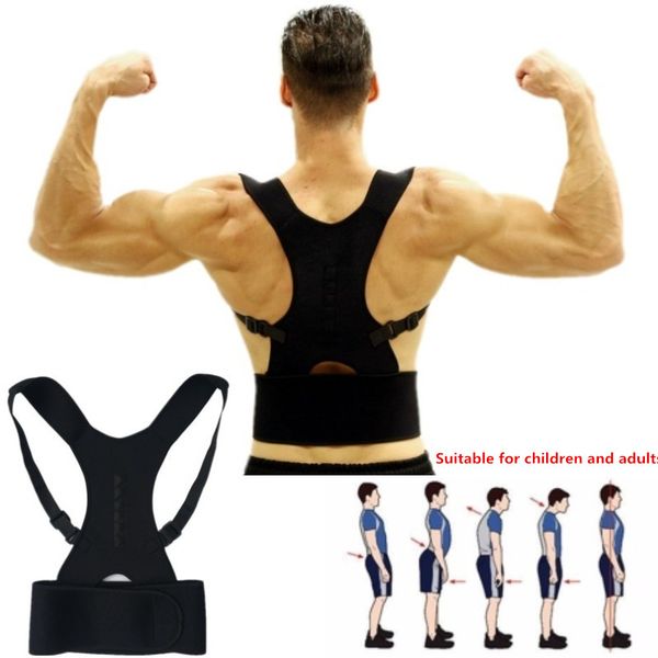 

adjustable posture corrector back support belt shoulder bandage corset back orthopedic brace scoliosis posture corrector, Black;blue