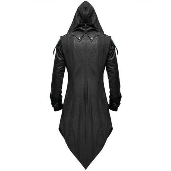 

vintage halloween hoody costumes men long sleeve steampunk jacket gothic swallow-tail coat cosplay costume long assassin uniform, Tan;black