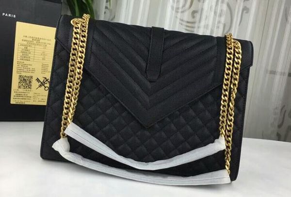 

3a 487198 31cm large envelope bag in black mixed textured leather,calfskin leather,grosgrain lining,come with dust bag,ing