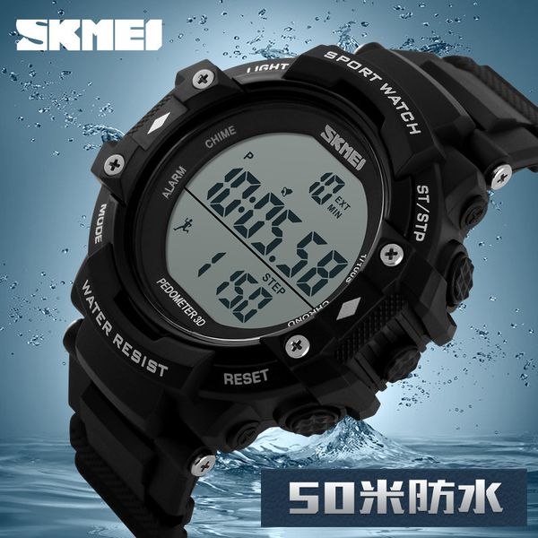 

skmei 1128 waterproof watch multi-functional sports dual display watches night light pao bu biao step count, Slivery;brown