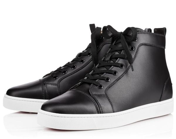 

classic high red bottom sneakers for men luxury black leather fashion casual outdoor men womens shoes designer leisure big size 35-47 a0