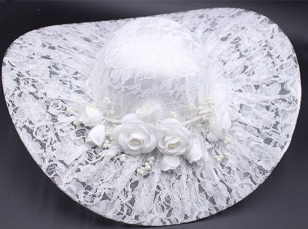 

hair accessories elegant lace white wedding hat for women mariage bridal party 2021