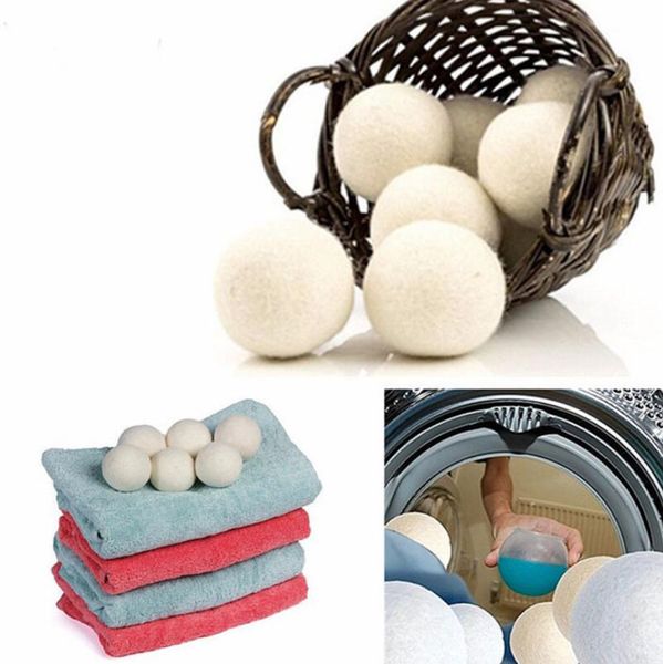 Palline per asciugatrice in lana Ammorbidente per tessuti naturale riutilizzabile premium 2,75 pollici Riduzione statica Aiuta ad asciugare i vestiti in lavanderia più velocemente LX6117