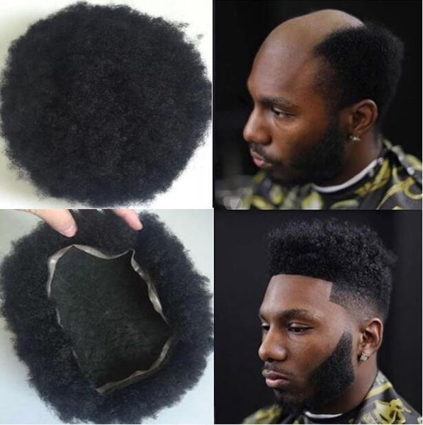 2019 Men Hair System Wig Mens Hairpieces Afro Curl Full Lace