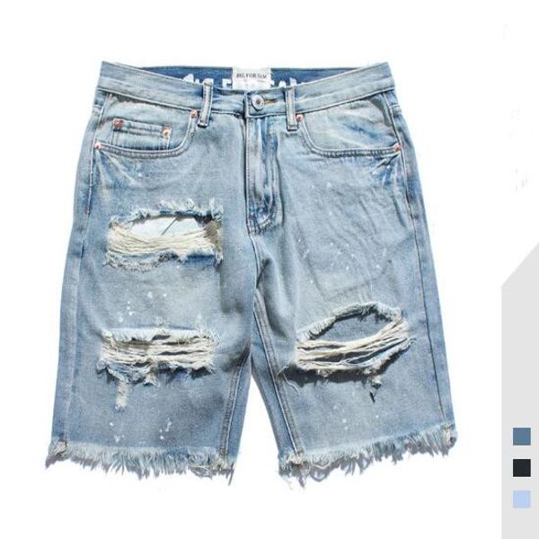 Мужские джинсы Лето Новый уличный расщепленный