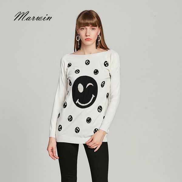 

new jersey marvin casual sweater with cartoon story and soft smile around its round neck, Black
