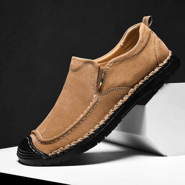 

summer leather loafers male fashion soft casual men shoes breathable driving shoes men slip on loafers male, Black