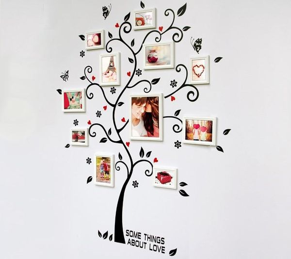 Hot Bedroom Living Room Wedding Room Five Generations Of Romantic Wall Stickers Removable Photo Tree Pvc Wall Decals Adhesive Wall Stickers Wall Quote