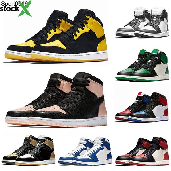 

1 crimson tint jumpman 1s new love mens jordon basketball shoes royal blue chicago golden purple womens trainers designer sneakers, Black