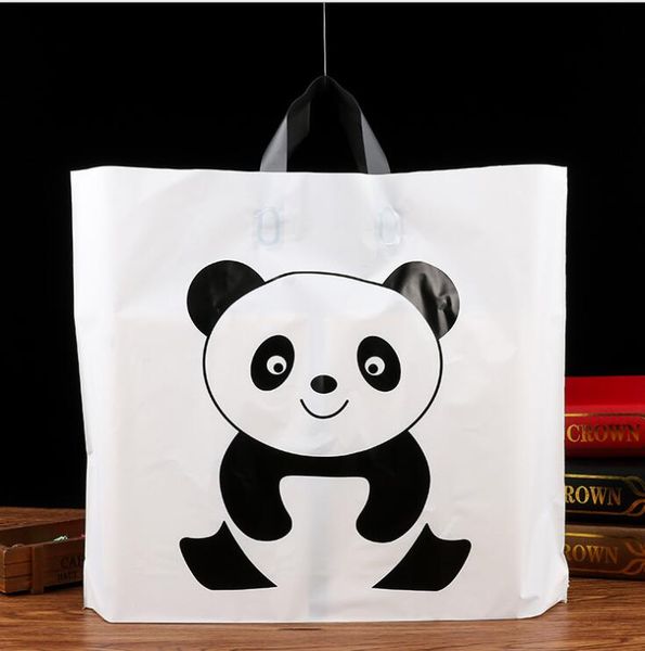 

100pcs cartoon animal plastic packaging gift bags with handles poly pouches wedding pocket birthday party gift bag