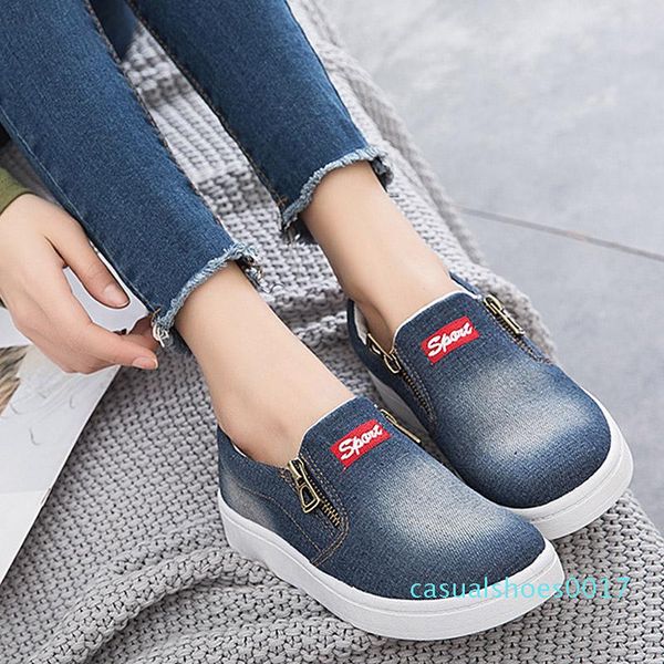 

women platform flat casual canvas shoes ladies denim loafers female slip on moccasins zapatillas mujer casual plus size1 c17, Black