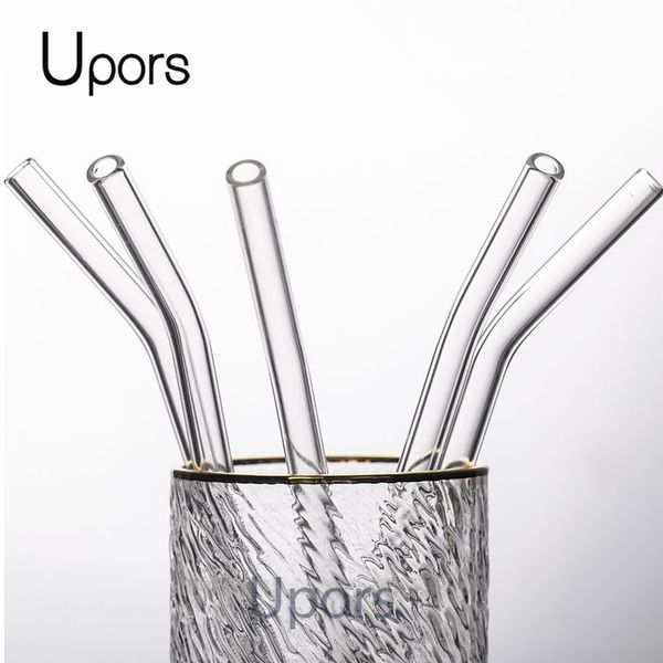 

upors 200pcs/set glass straw reusable clear straight drinking glass eco friendly healthy drinking straws for wholesale 20cm*8mm