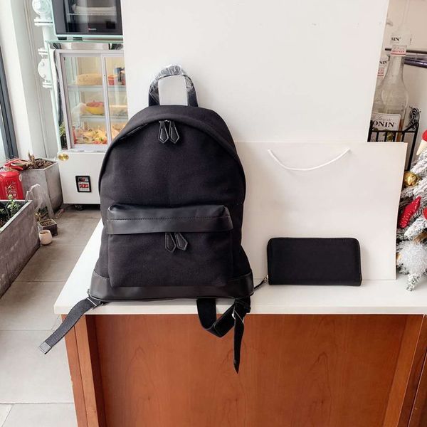 

2020 fashion designer large capacity backpack black white two luxury women's backpack give away wallet and gift bag