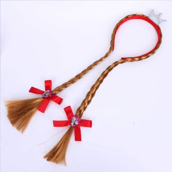 

girls accessories hoop show hair clasp kids headband princess cartoon wig sweet performance blondes cosplay weaving braid, Slivery;white