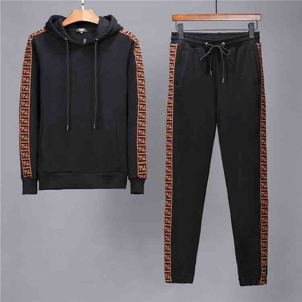 

2020 brand tracksuit men quality spring men sporting hooded hoodie+pants two piece sweat set jogger track suit for clothes, Gray