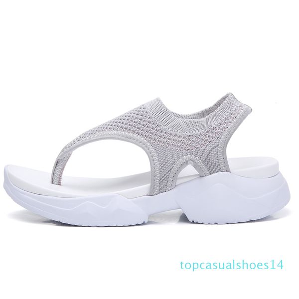 

2020 women sandals ladies mesh flip flops female elastic band wedges woman breathable beach shoes women's footwear plus size 43 t14, Black