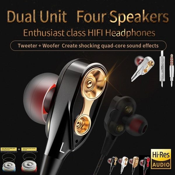 

dual driver earphones audifonos hifi 3.5mm professional stereo bass sport running headset hifi monitor earbuds