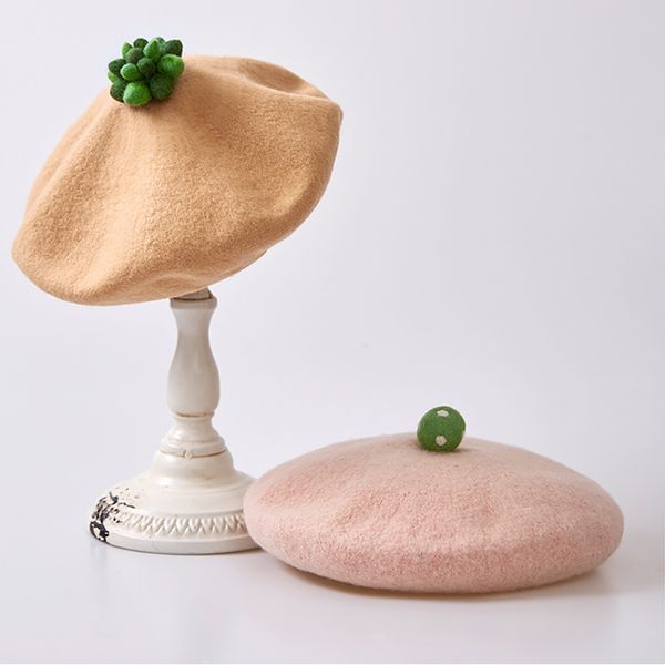 

оригинальные ручной работы шерстяной войлок береты литературные милые растения шляпы женщины осень зима теплая художник шапки подруга подаро, Blue;gray