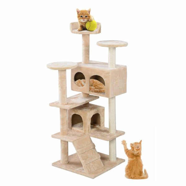

new cat tree tower condo furniture scratch post kitty pet house play beige