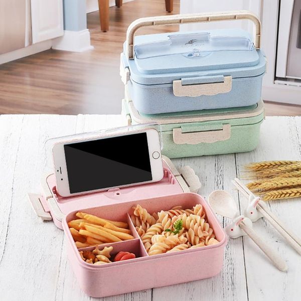 

38# double-box kitchen refrigerator storage box lunch box reusable 3-compartment plastic divided storage container boxes
