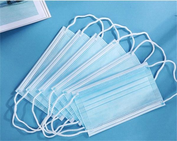 

dhl ship 100 mask 1pcs blue earloop masks in stock non woven dust three layer face marks aedz