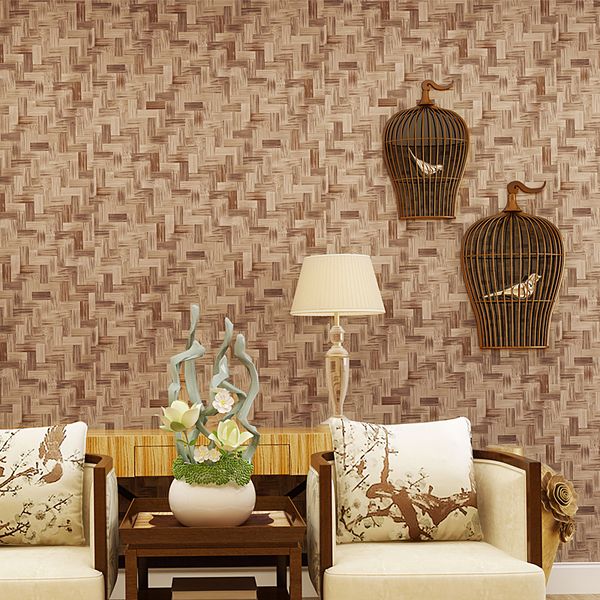 Imitation Style Chinese Straw Bamboo Textured Wallpaper Living Room Bedroom Backdrop 3d Pvc Waterproof Wall Paper Rolls Wallpaper Best Hd Wallpaper