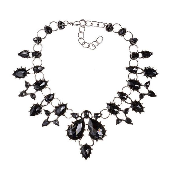 

european and american fashion wholesale jewelry trade exaggerated drop of transparent white glass flower short necklace female accessories, Silver