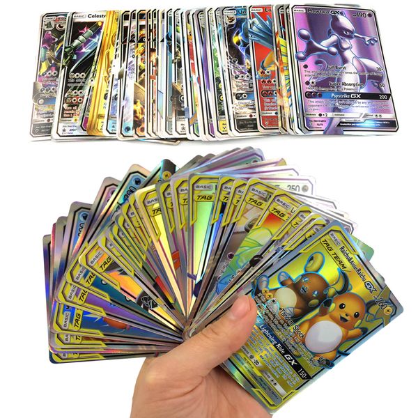 

50 100 200 game collection trading gx pokemones cards for funs children english language toy