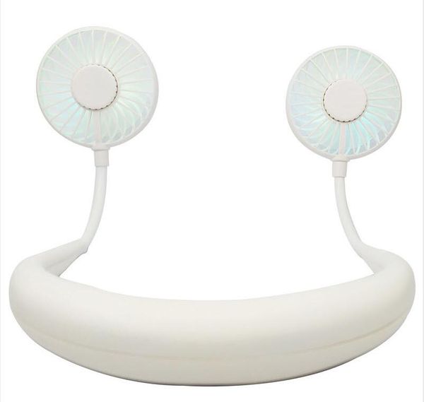 

hanging neck fan lazy portable mini sports fan with led luminous color lamp fragrance usb fan built in 2000mah battery