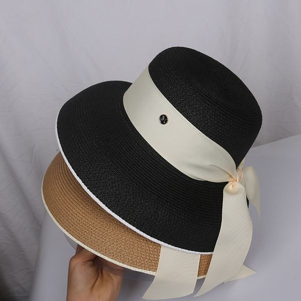 

wind retro beach straw hat bow female summer seaside big brim sun protection sun shade travel vacation leisure wild big brim hat, Blue;gray