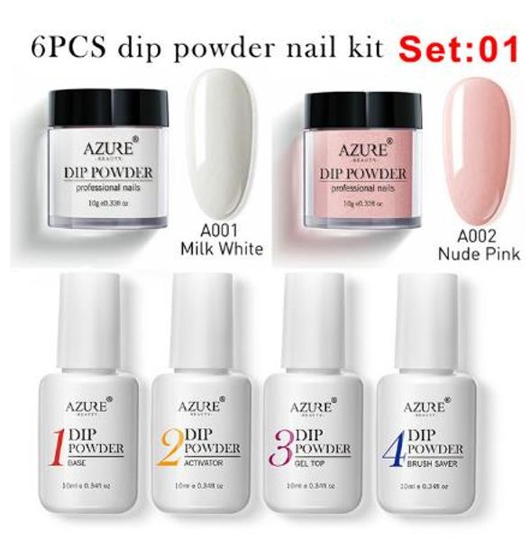 

6pcs/set purple color dipping nail art glitter decorations set base coat gel dip nail kits, Silver;gold