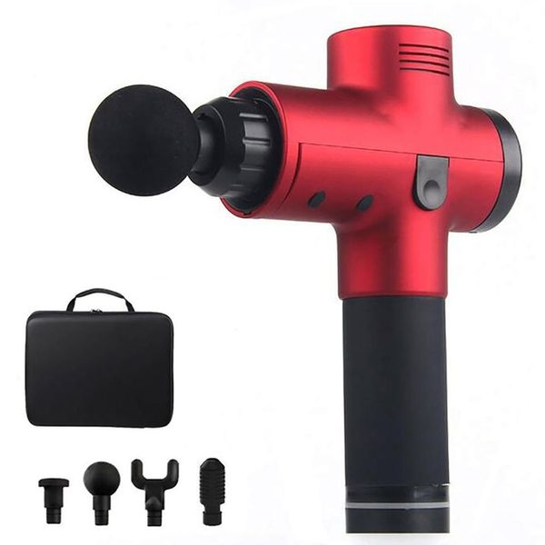 

au plug muscle massage gun sport therapy massager body relaxation pain relief slimming shaping massager 4 heads with bag