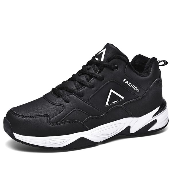 

men's winter sneakers homens fur lining black white shoes men keep warm plush sneaker male waterproof trainers big size 48