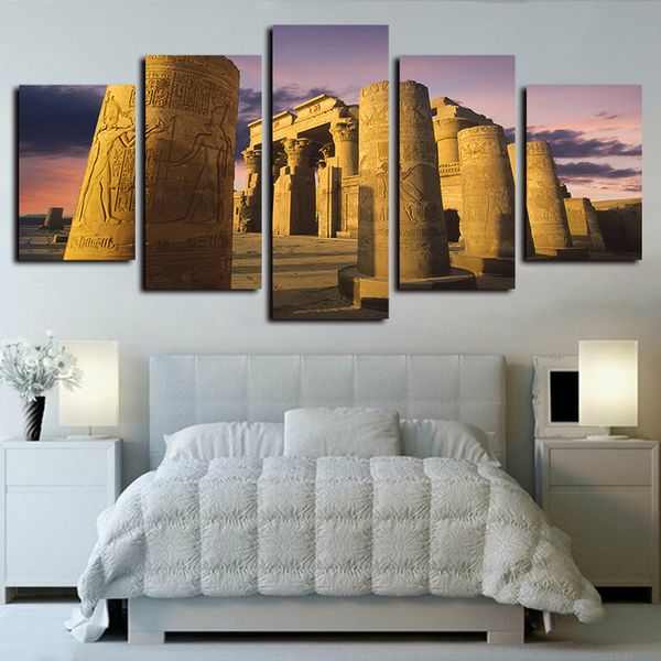 

5 panels egypt ruins temples landscape artworks canvas wall art for kid home wall decor abstract poster canvas print oil painting