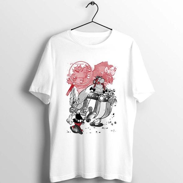 

men women tshirt obelix and asterix watercolor basic custom artwork printed tee clothing for summer casual boyfriend gift, White;black