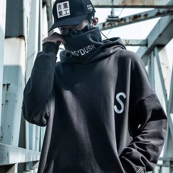 

embroidery hoodies men hip hop loose black harajuku sweatshirt mens korean style pullover hoodie streetwear autumn punk hoodies