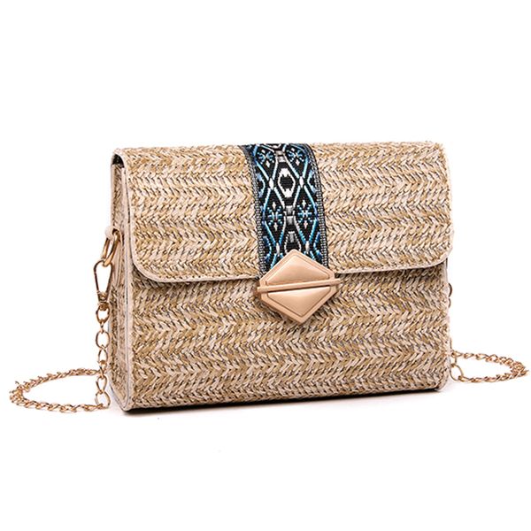 

chain small flap bags for women 2020 fashion straw crossbody bags ladies summer messenger shoulder bag brief chain beach bag