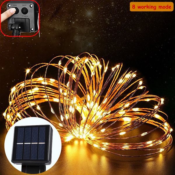 2019 Solar Powered String Lights 50led 100 Led 200 Lamp Copper Solar Powered String Lights 50led 100