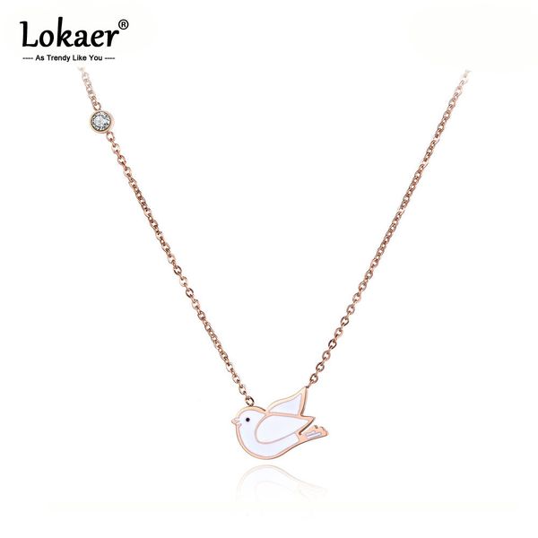 

lokaer титана нержавеющей стали белая глазурь мир голубь колье ожерелье ювелирные изделия прекрасный кулон ожерелье цепи для женщин n19083, Silver