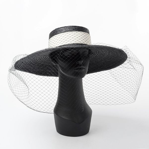 

01812-hh7269 2019 new desige handmade straw paper hepburn style elegant retro mesh lady holiday sun cap women leisure hat, Blue;gray