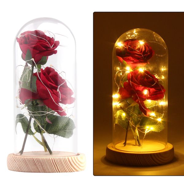 

led eternal multicolor flower rose immortal dome in a flask beautiful glass cover valentine's day birthday mother's day gifts
