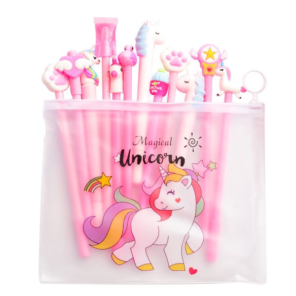 

10pcs/set gel pen unicorn pen stationery set kawaii school supplies gel ink school stationery office suppliers kids gifts