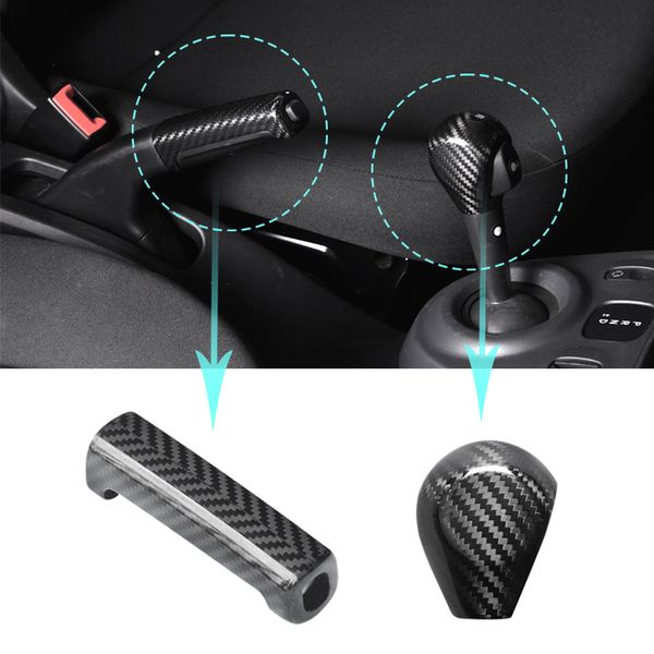 

car gear shift knob true carbon fiber decoration for new smart 453 fortwo forfour hand brake cover modification accessories